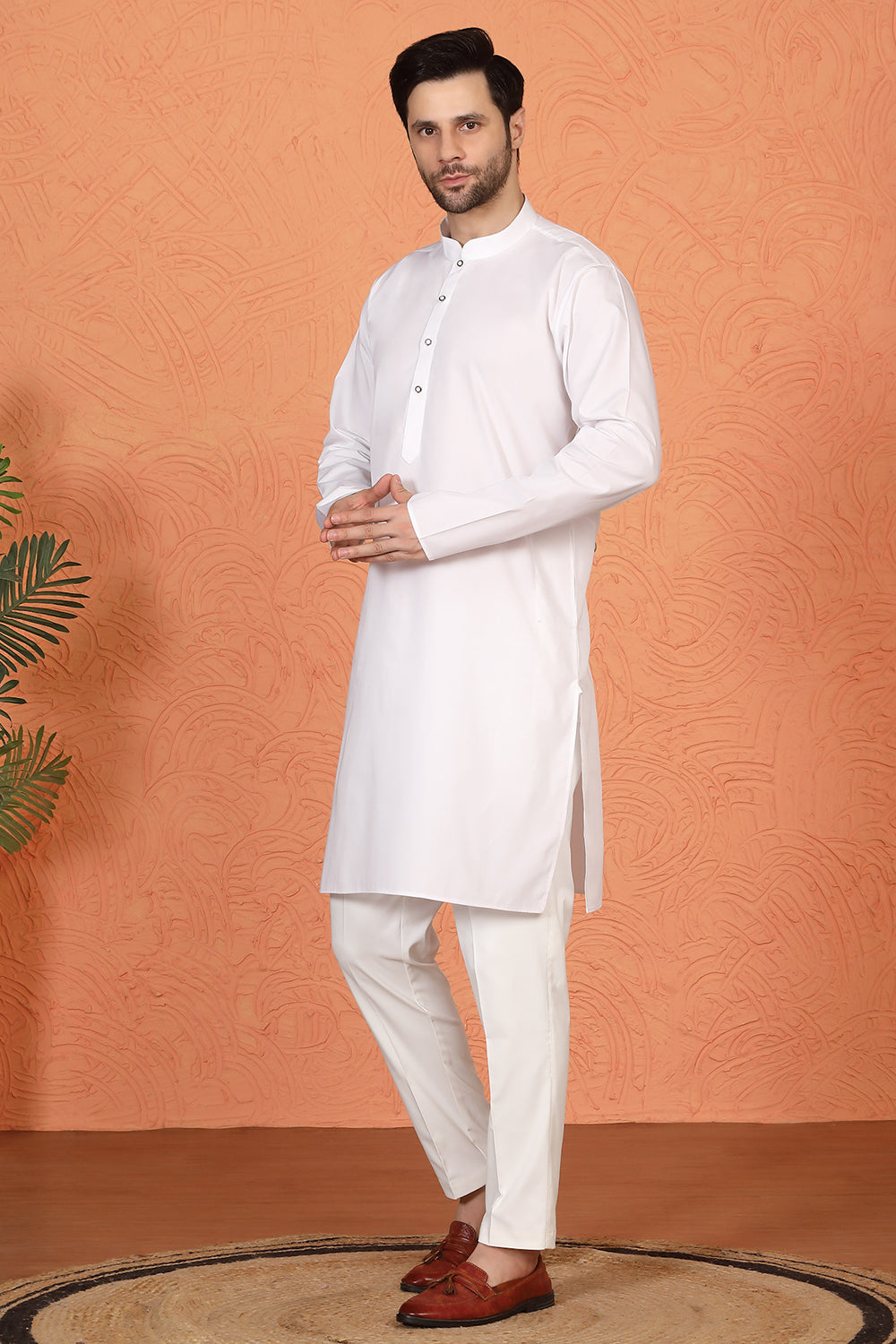 Royal White Kurta with Matching Back Elastic Pants