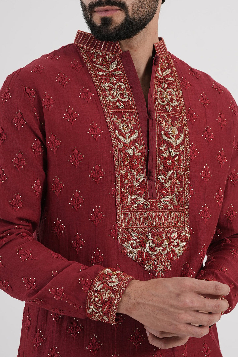Ruby Zardozi Kurta Set