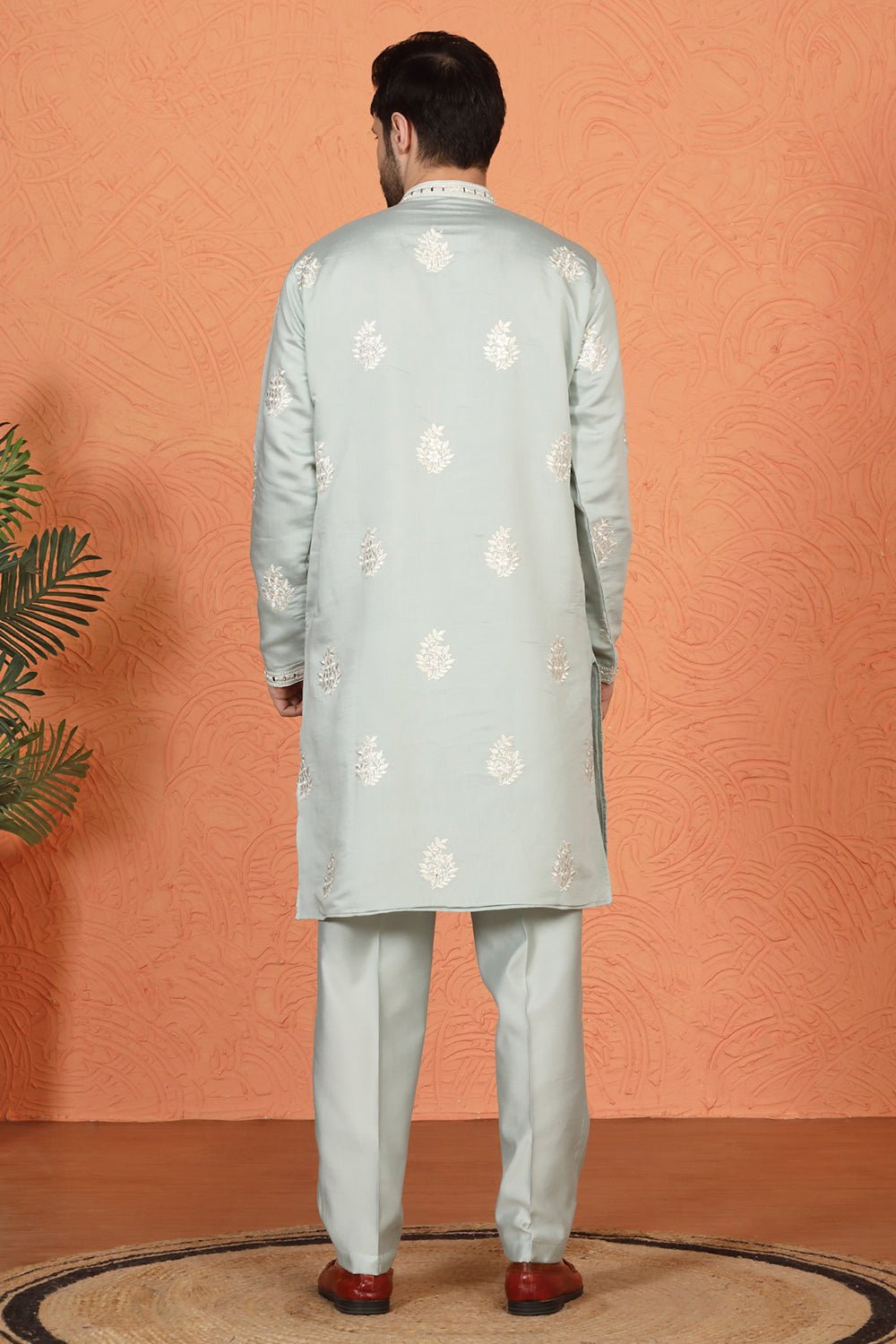 Saaheb  Embroidered  Kurta with Back Elastic Matching Pants