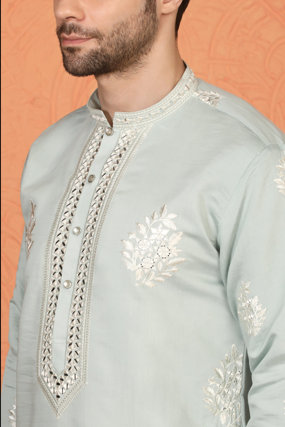 Saaheb  Embroidered  Kurta with Back Elastic Matching Pants