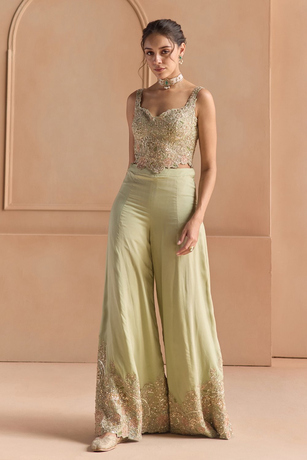 Sage Embroidered Top & Pant Set