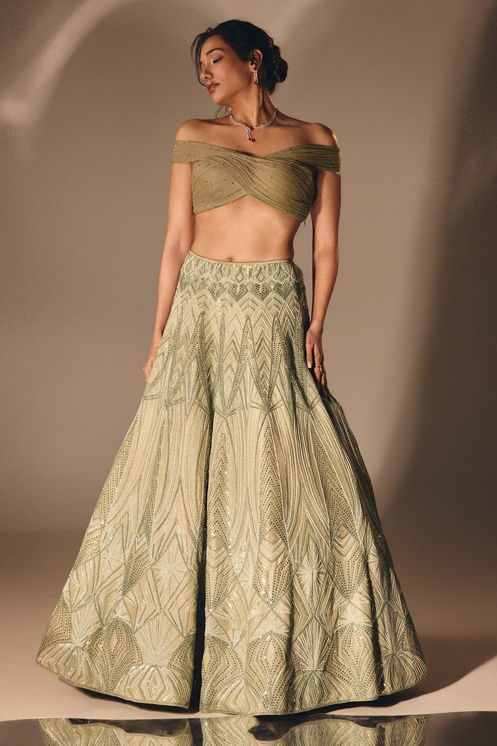 Sage Green Bridal Lehenga Set