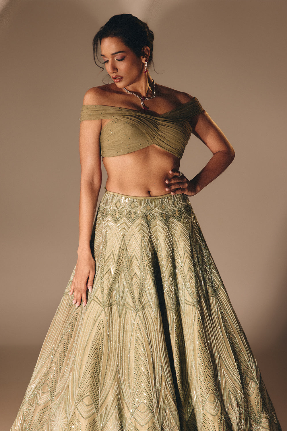 Sage Green Bridal Lehenga Set