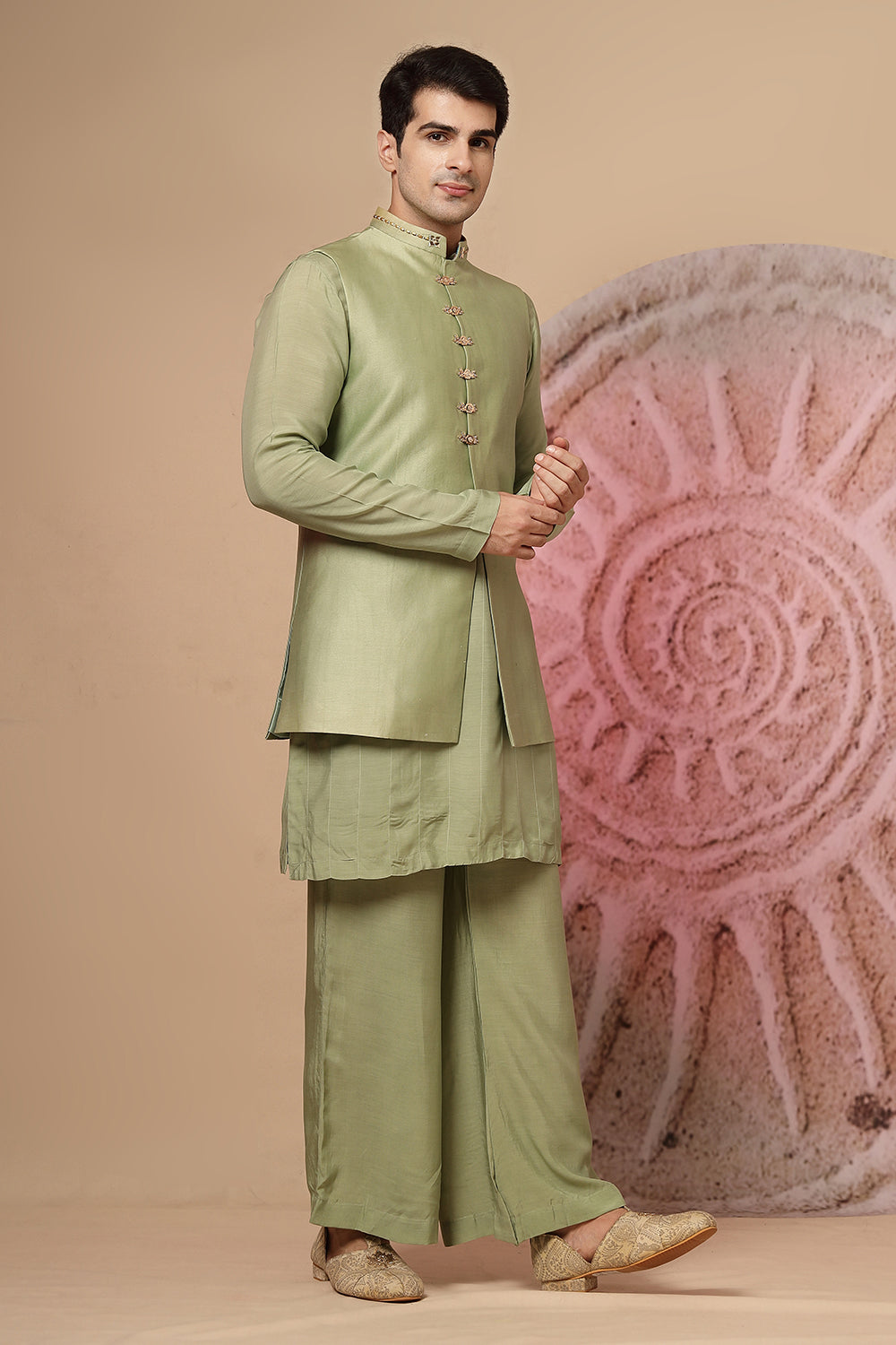 Sage Green Silk Kurta Set