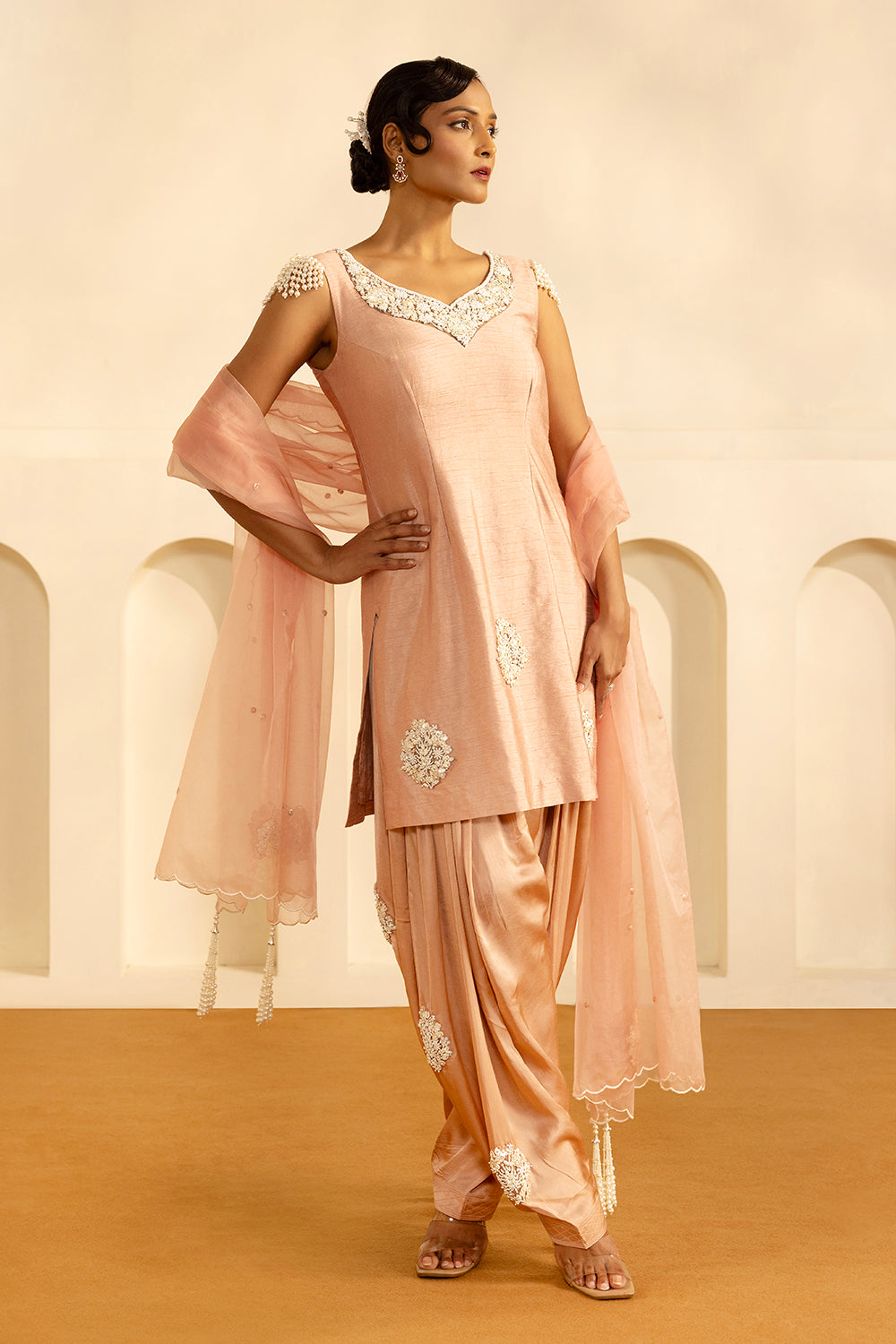 Salmon Short Kurta Set
