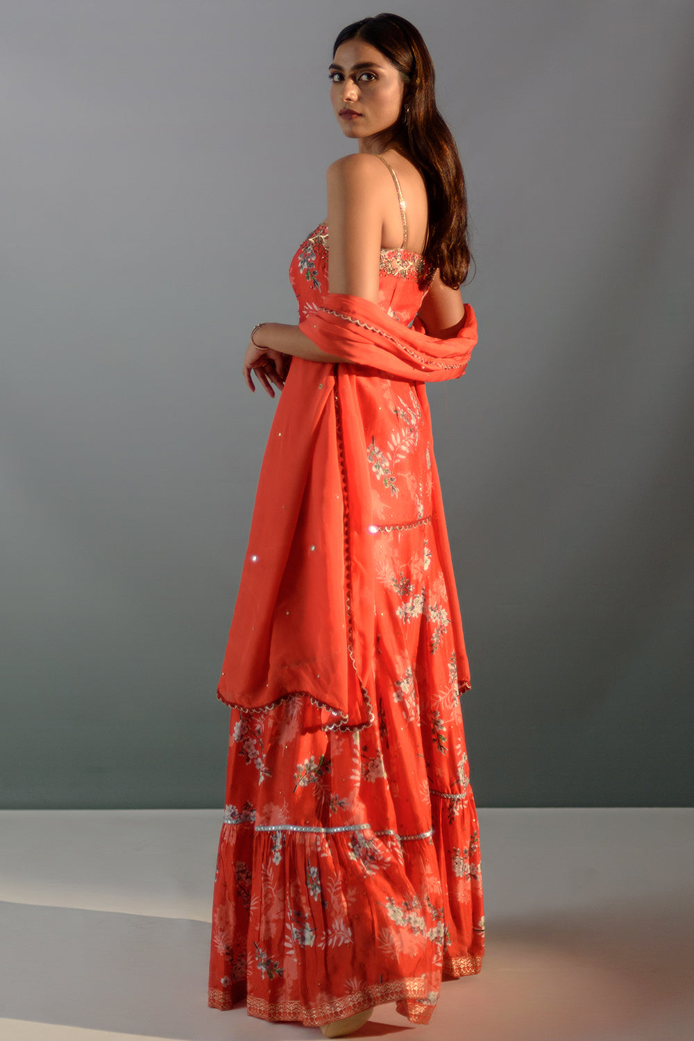 Scarlet Red  Sharara Set