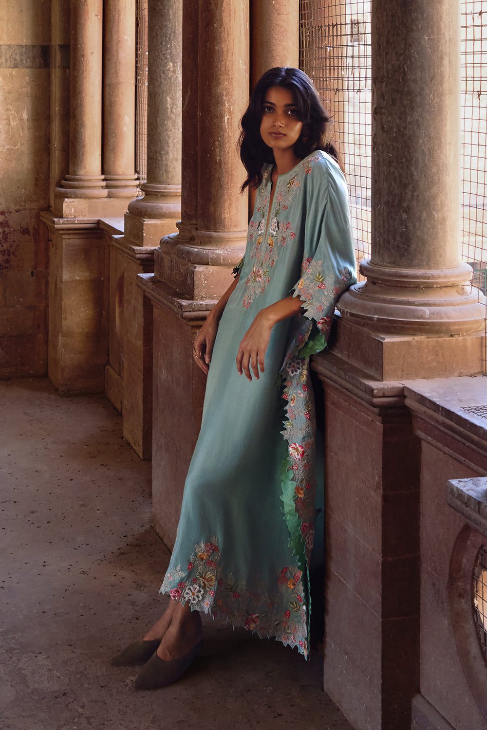 Sea Blue Utsa Kaftan Set