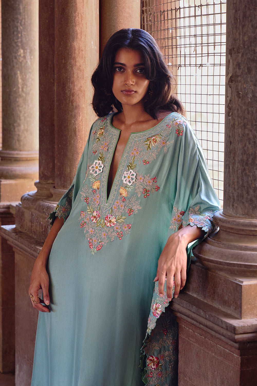 Sea Blue Utsa Kaftan Set