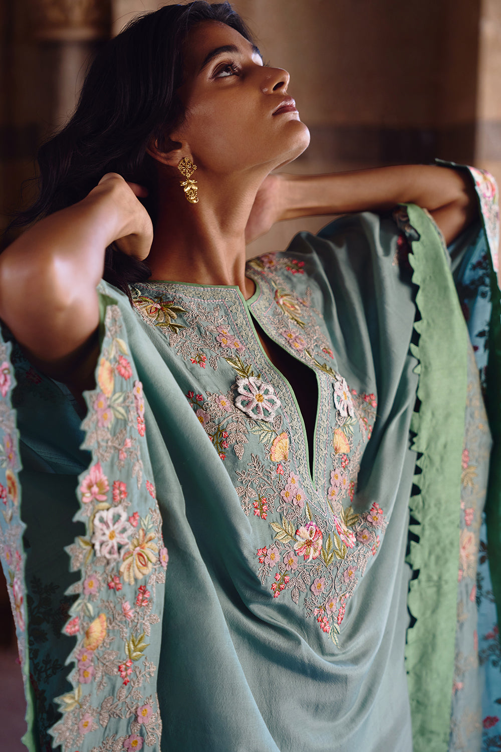 Sea Blue Utsa Kaftan Set