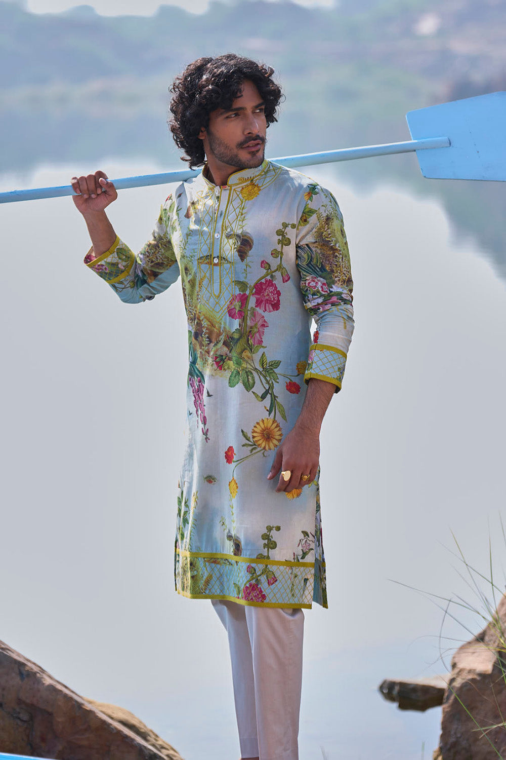 Seagreen Printed Kurta Set