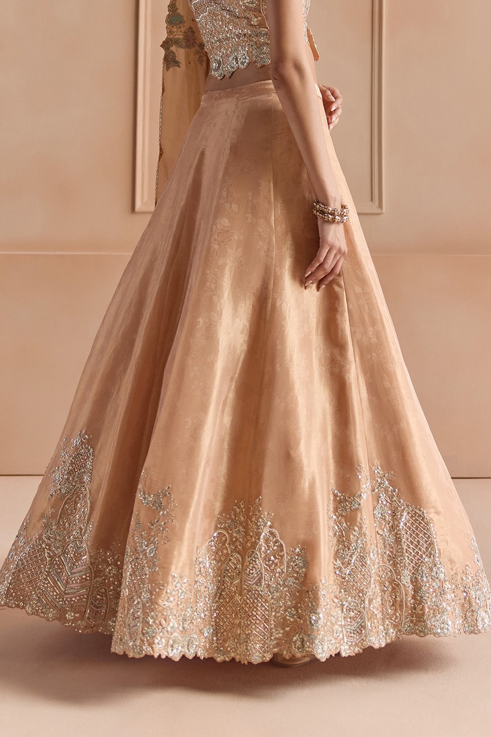 Sepia Gold Tissue Lehenga Silk