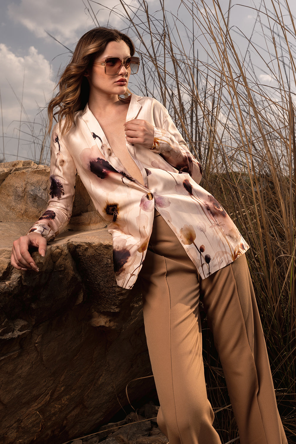 Serene Garden Long Blazer