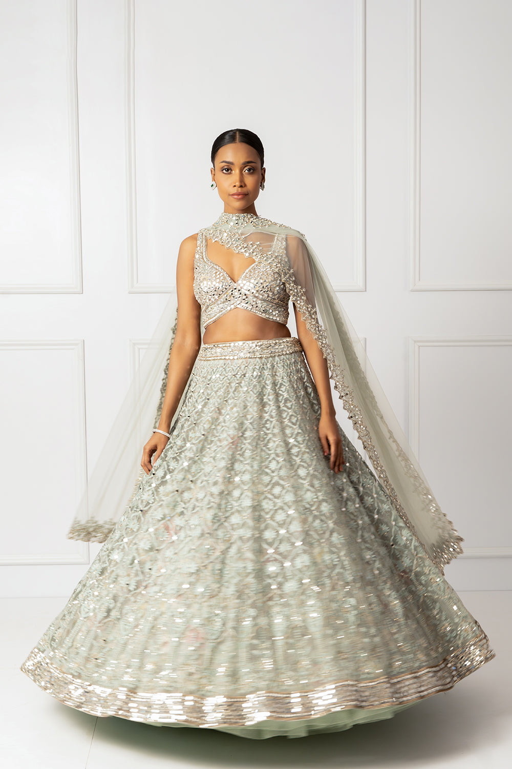 Silt green embroidered lehenga set