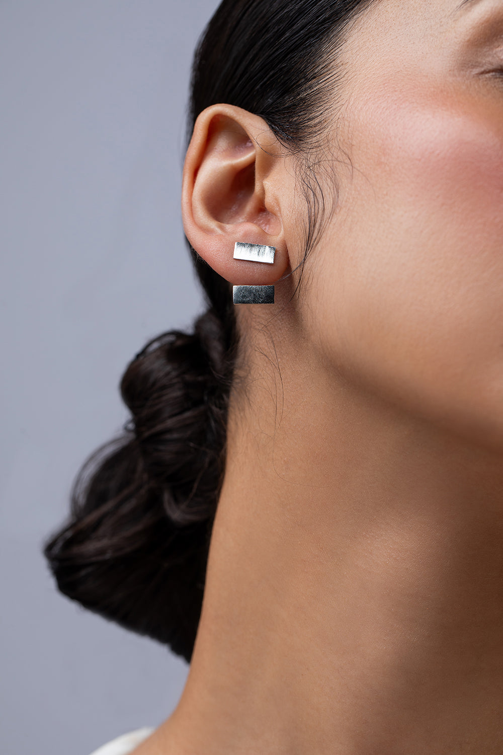 Silver Biscuit Drop Earrings