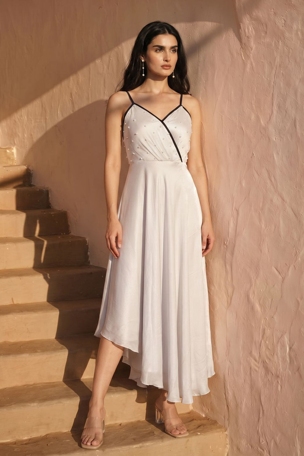 Silver Grey Asymmentrical Dress