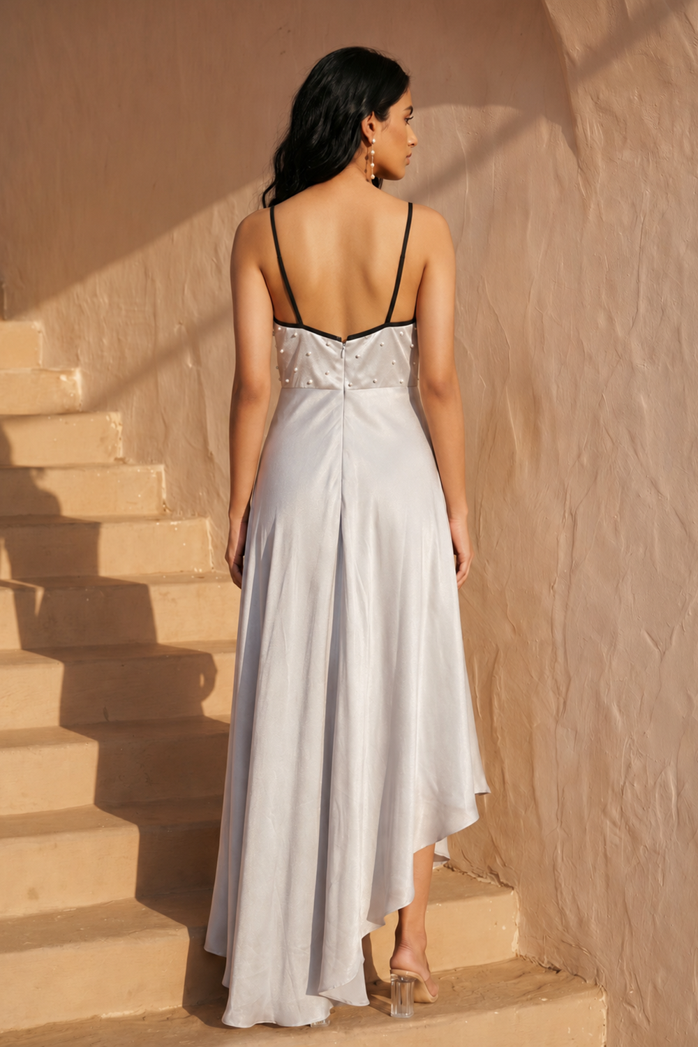 Silver Grey Asymmentrical Dress