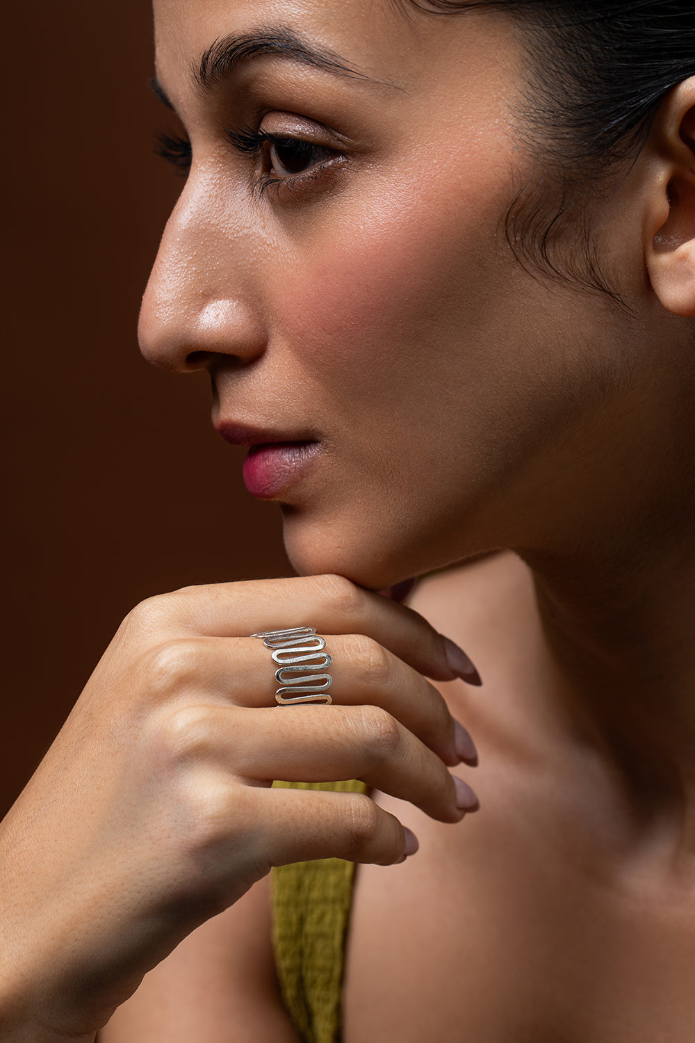 Silver Spiral Meadow Ring