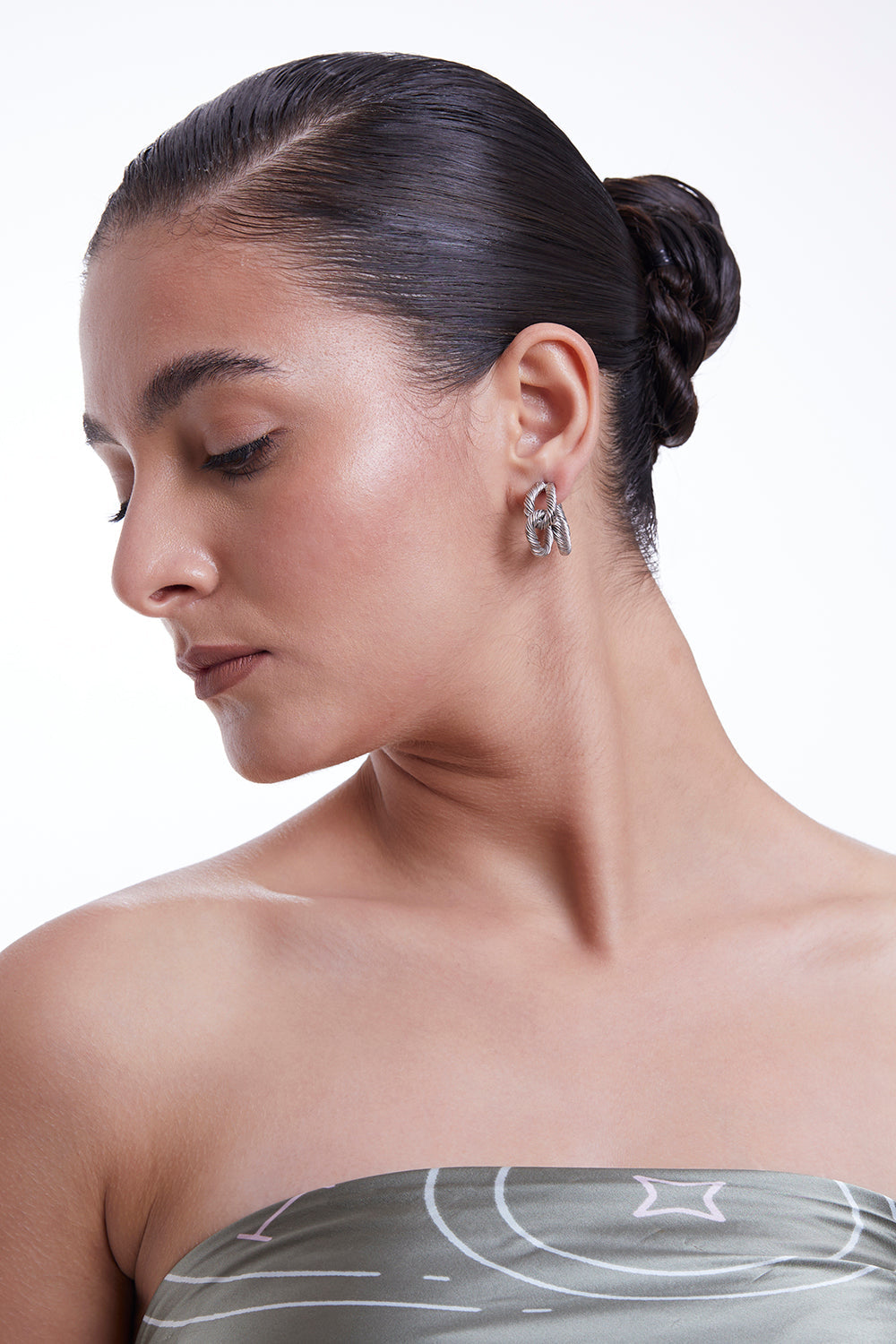 Silver Threaded Circular Hoops