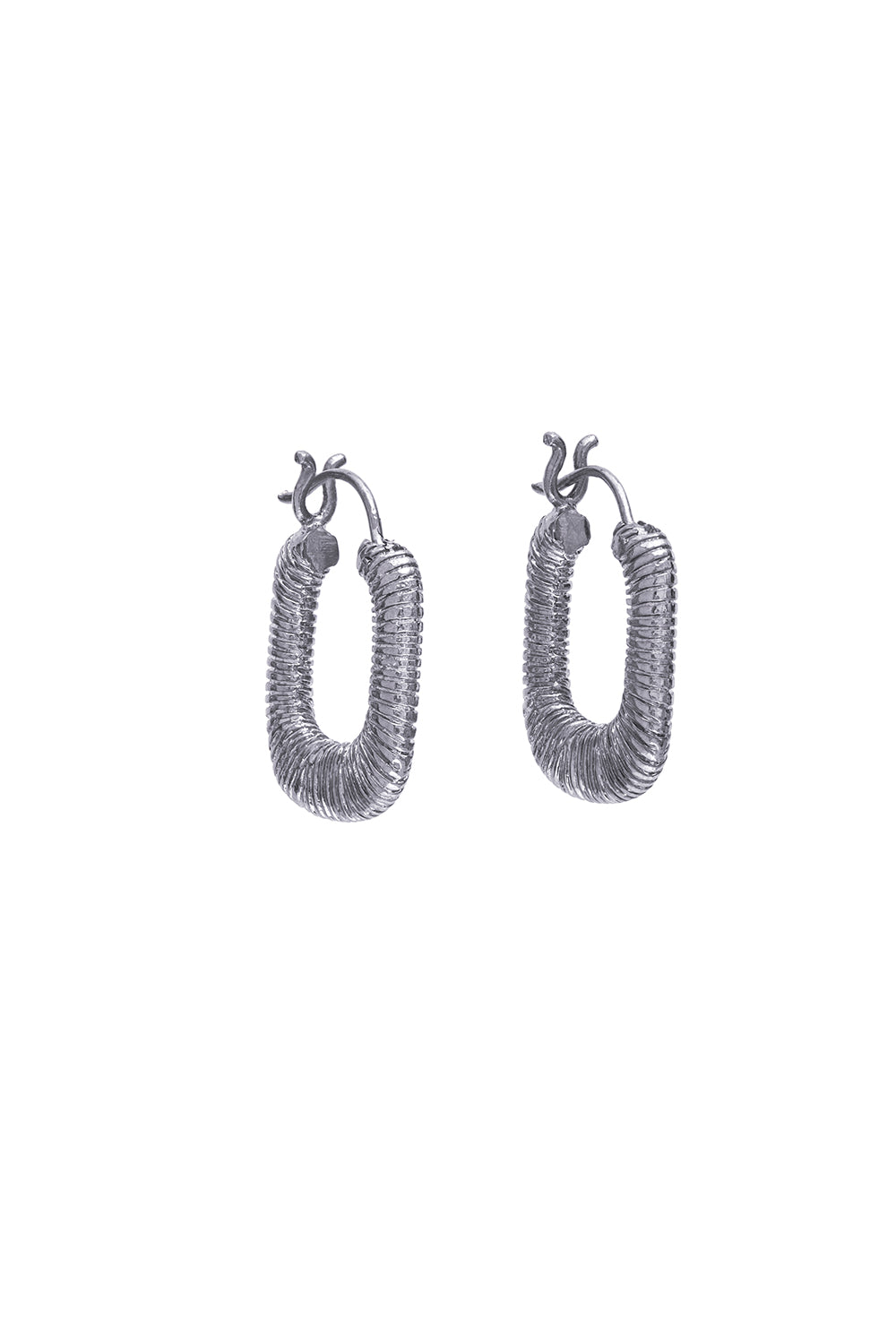 Silver Threaded Rectangular Hoops
