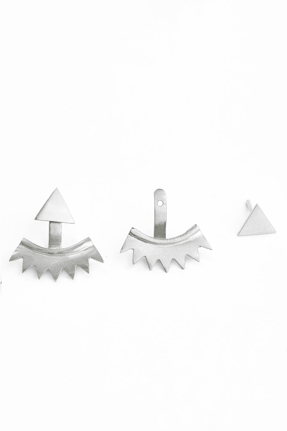Silver Triangular Jacket Earrings