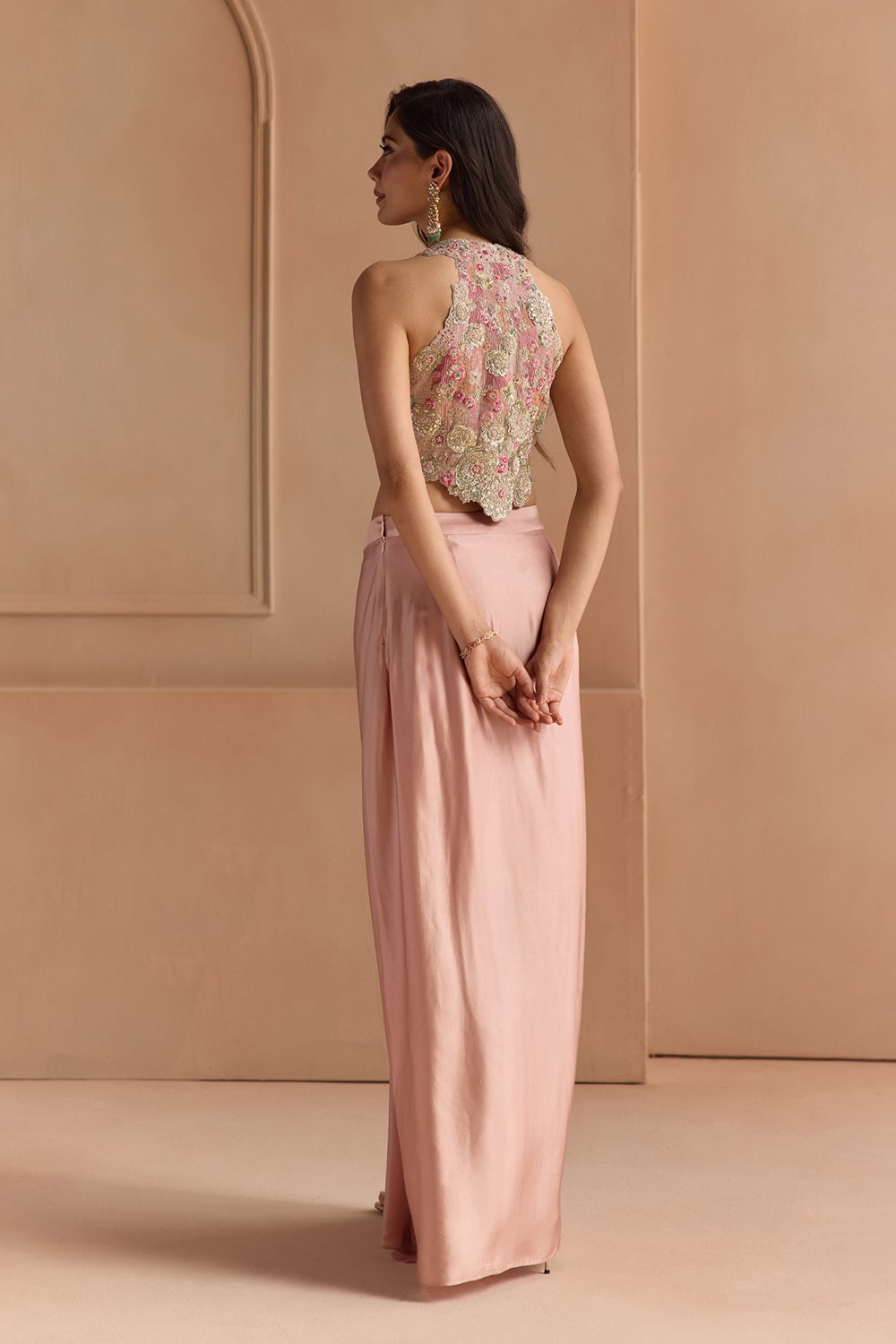 Skin Rose Embroidered Top & Skirt Set