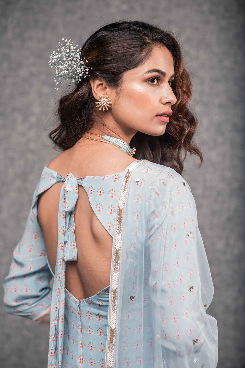Sky Blue Sharara Set