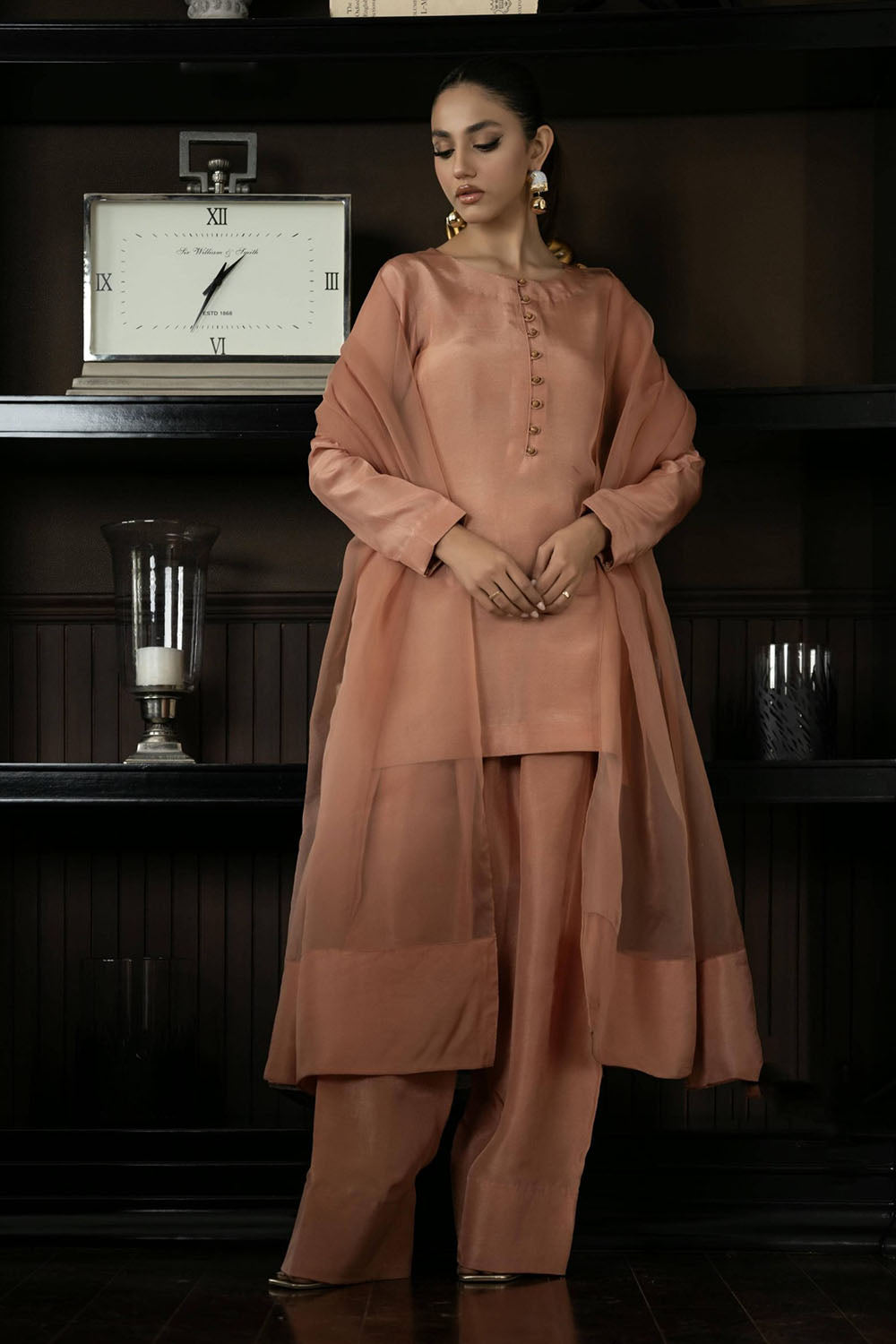 Soft Peach Pure Silk Kurta Set