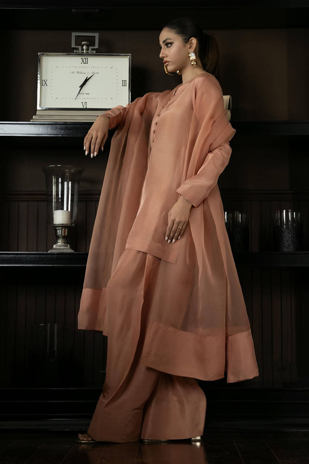 Soft Peach Pure Silk Kurta Set
