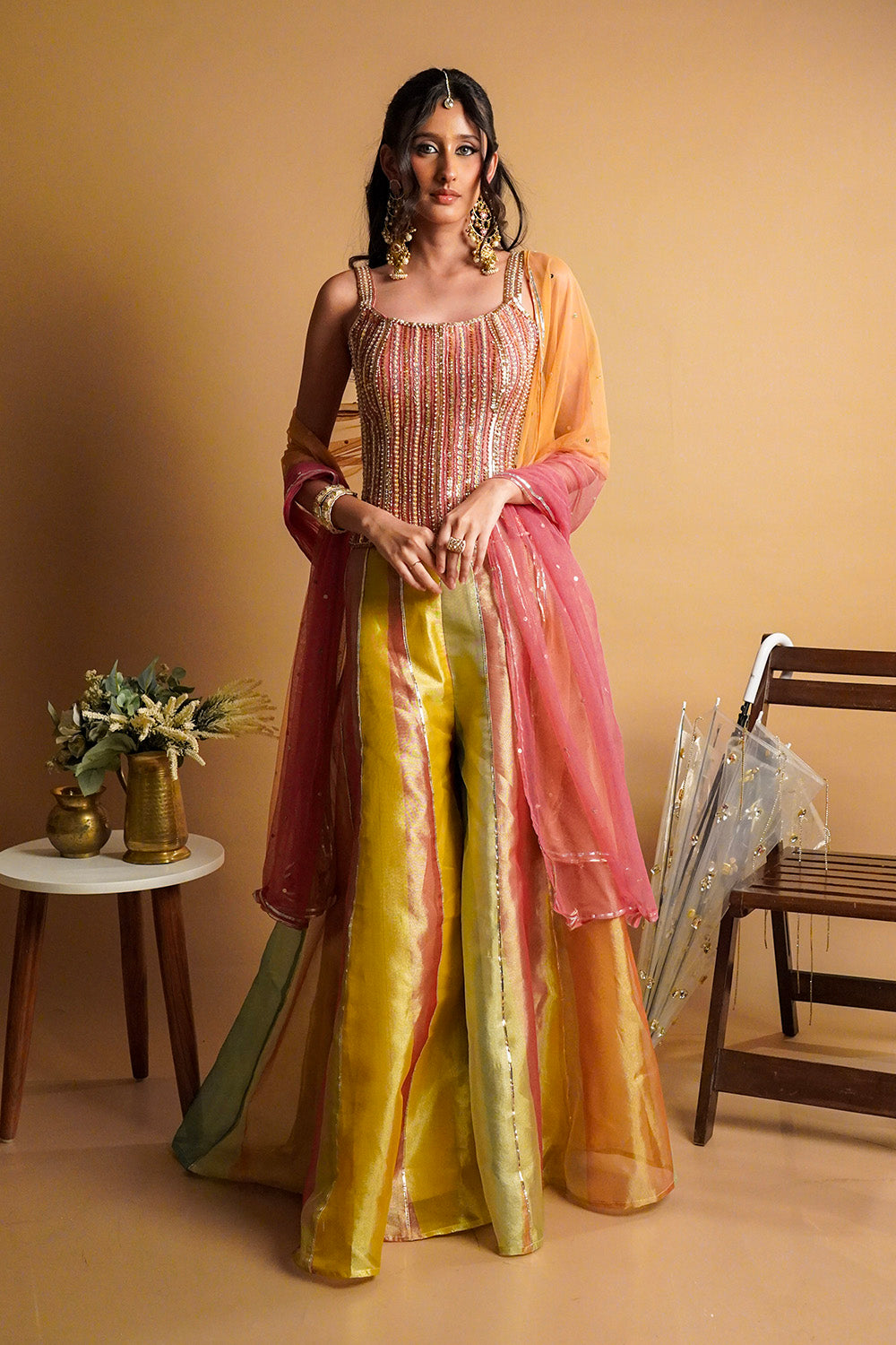 Solea Tissue Palazzo with Corset and Dupatta