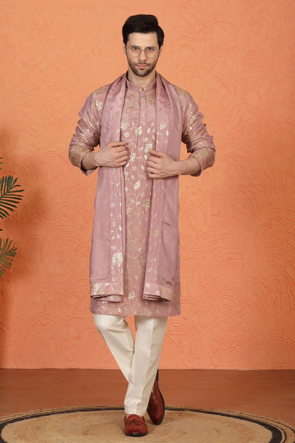 Son Zar Embroidered Kurta with  Back Elastic Pants And Dupatta