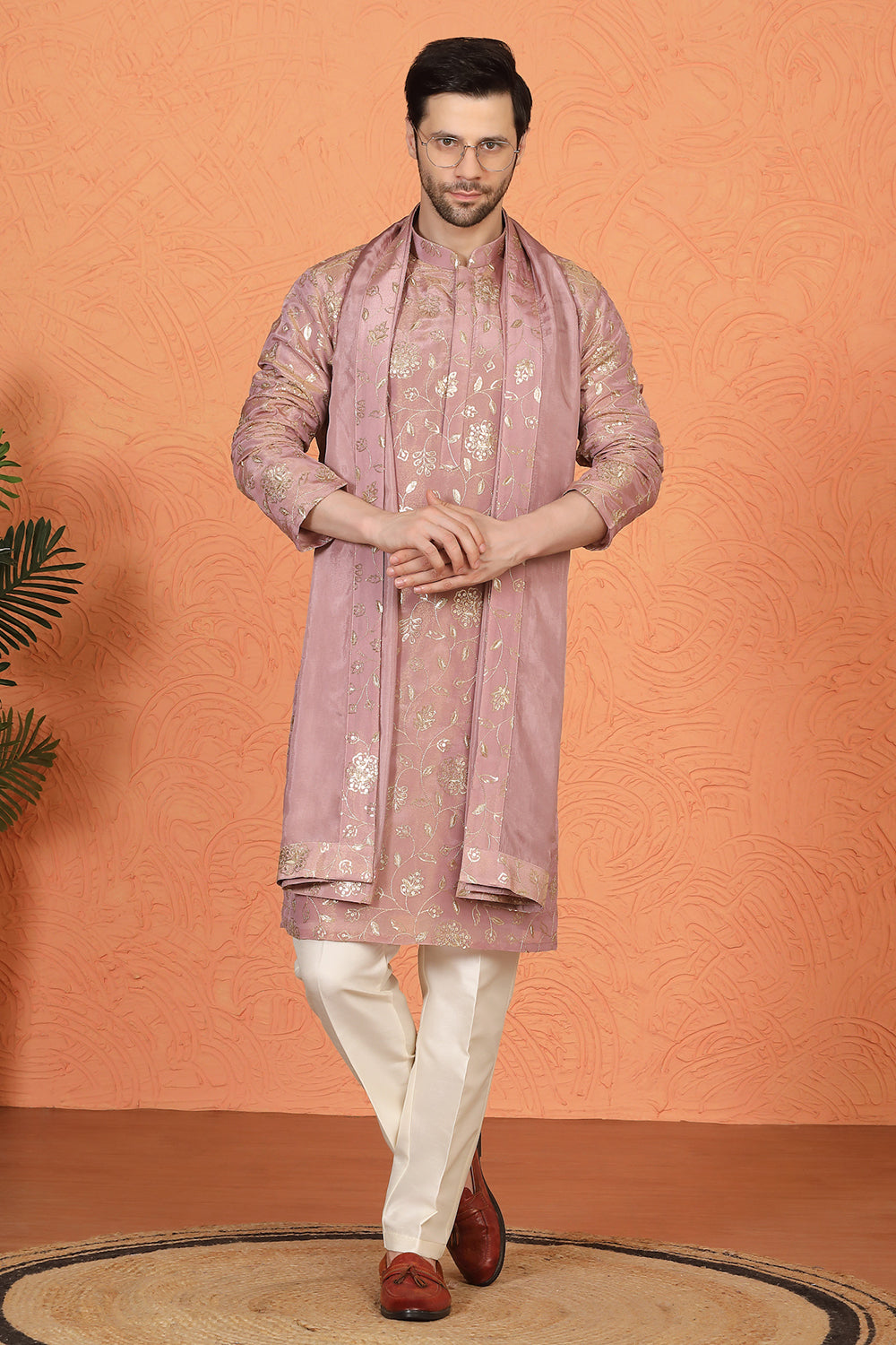 Son Zar Embroidered Kurta with  Back Elastic Pants And Dupatta