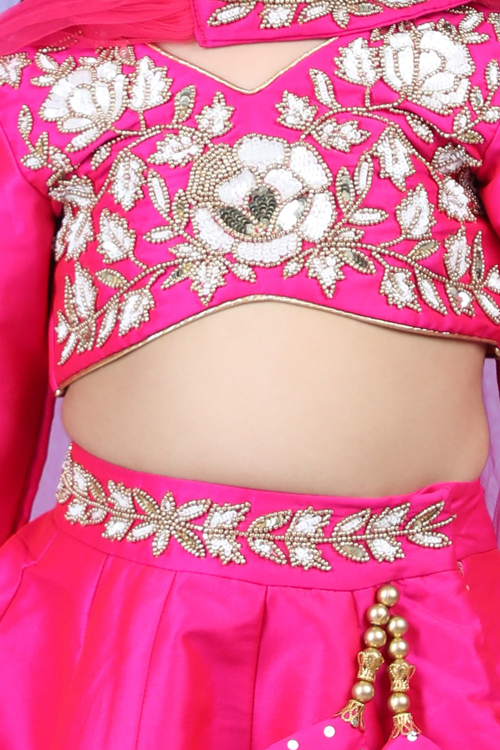 Heavy Embroidered Blouse With Scalloped Lehenga  And Chunni