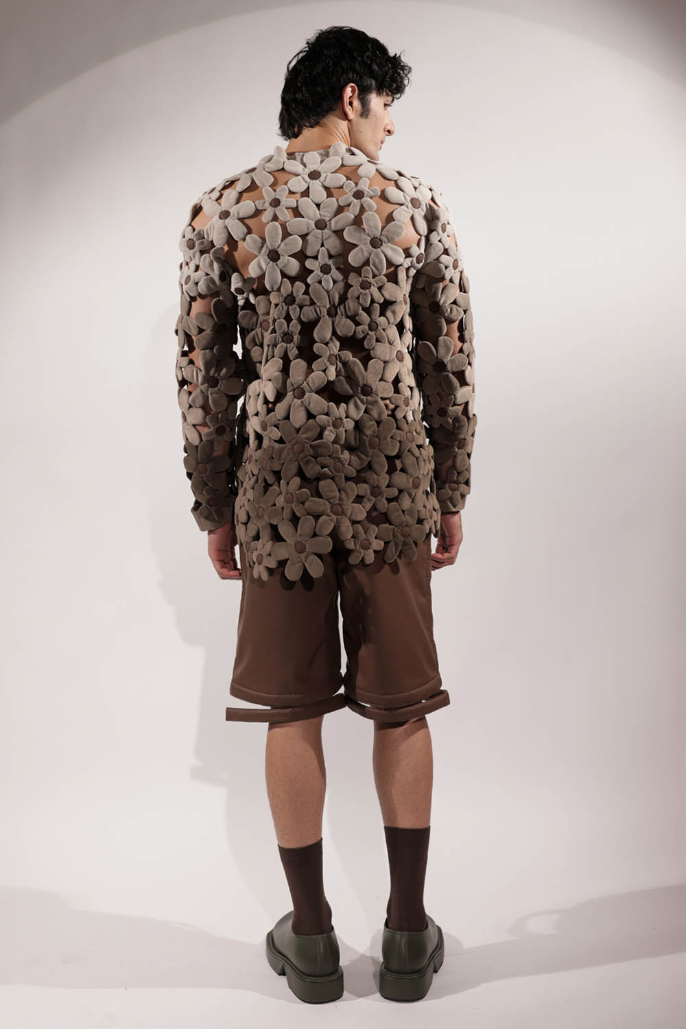 Tailored Brown Leatherette Shorts with Levitating effect