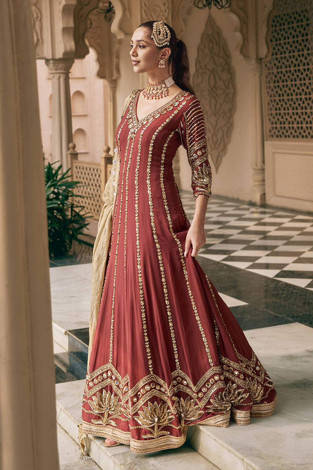 Tamra Padma Anarkali Set