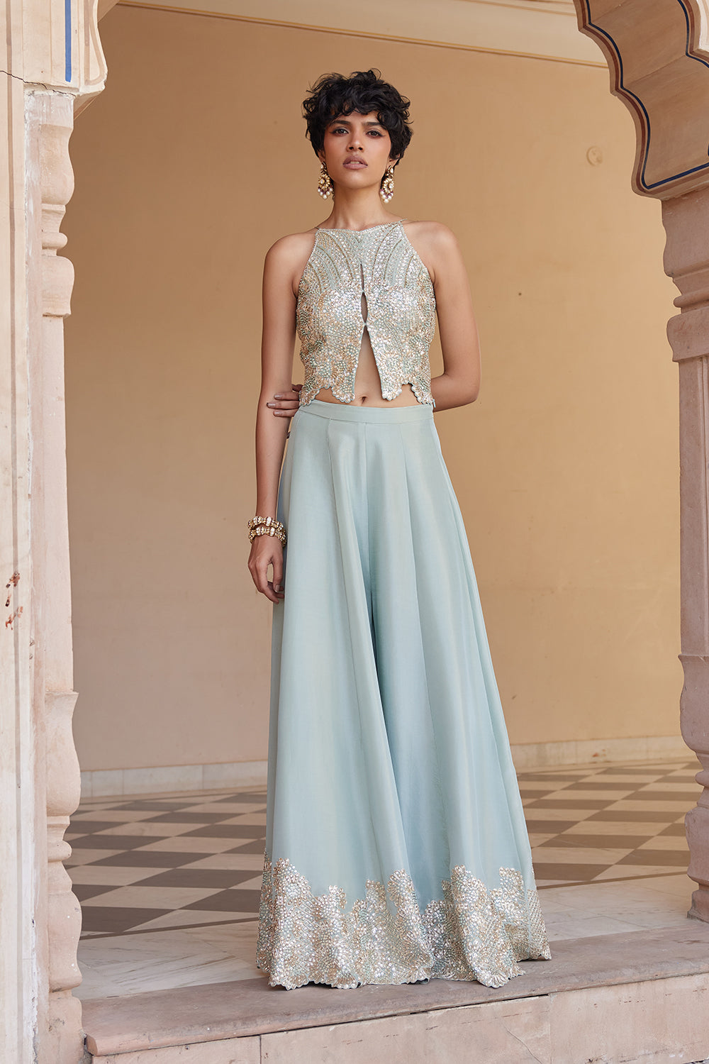 Tea Green Embroidered Co-ord Set