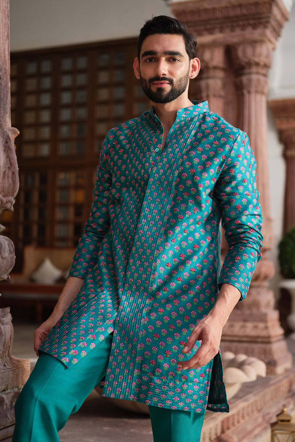 Teal Garden Kurta Set