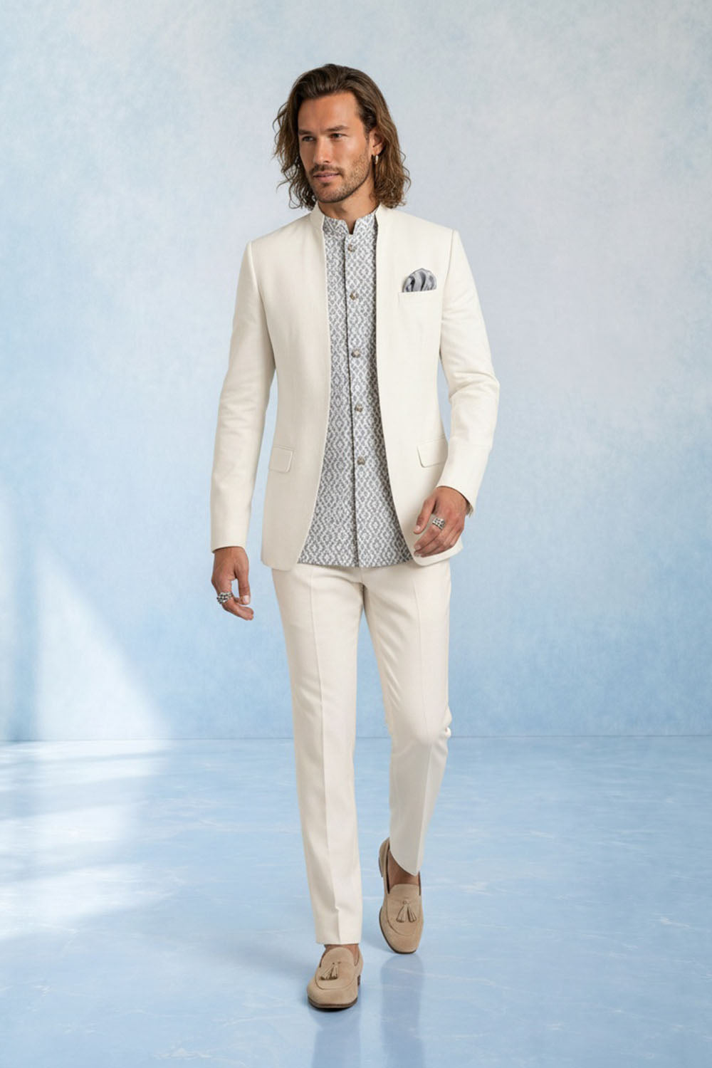 Threadwork Layered Bandhgala - Azael