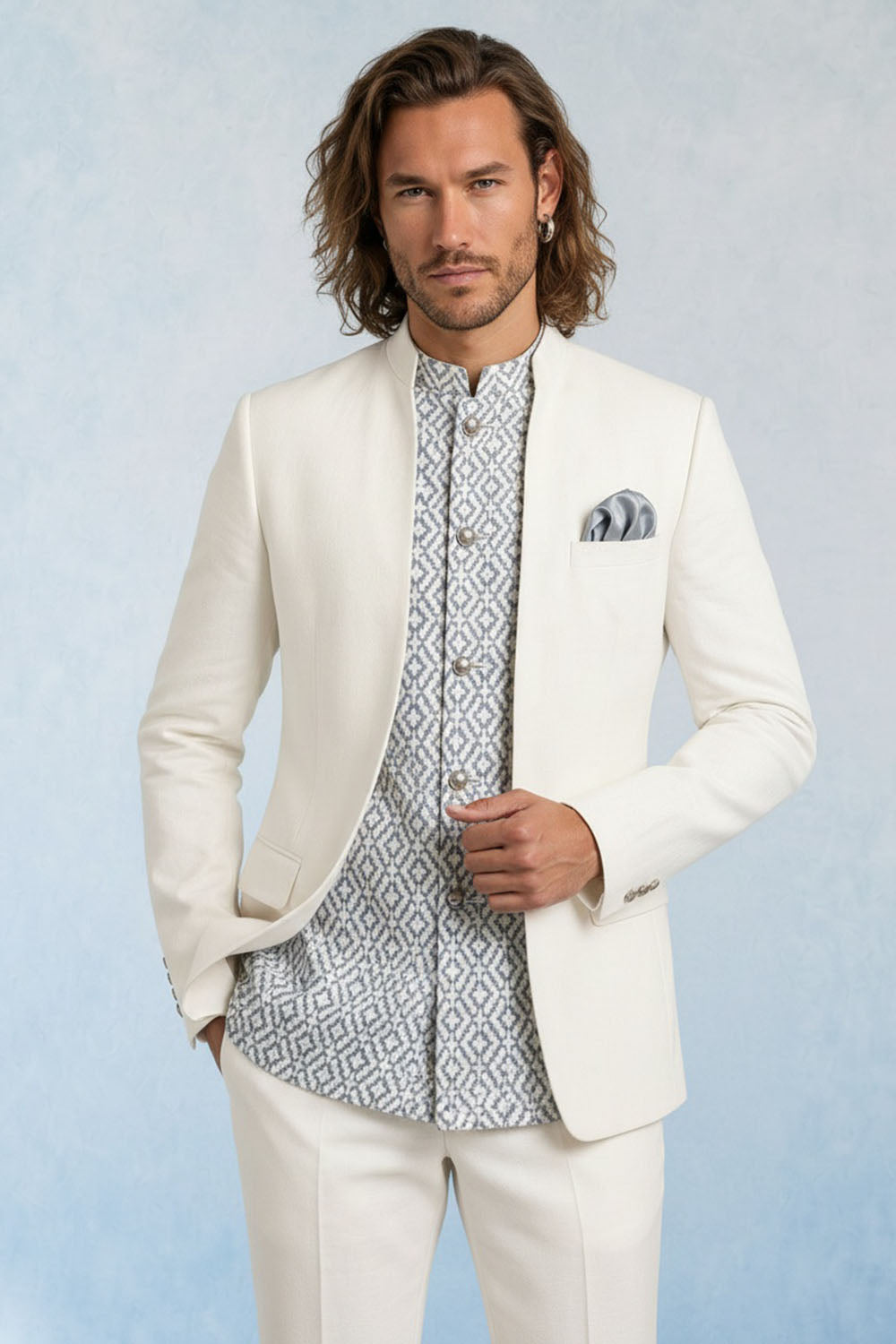 Threadwork Layered Bandhgala - Azael