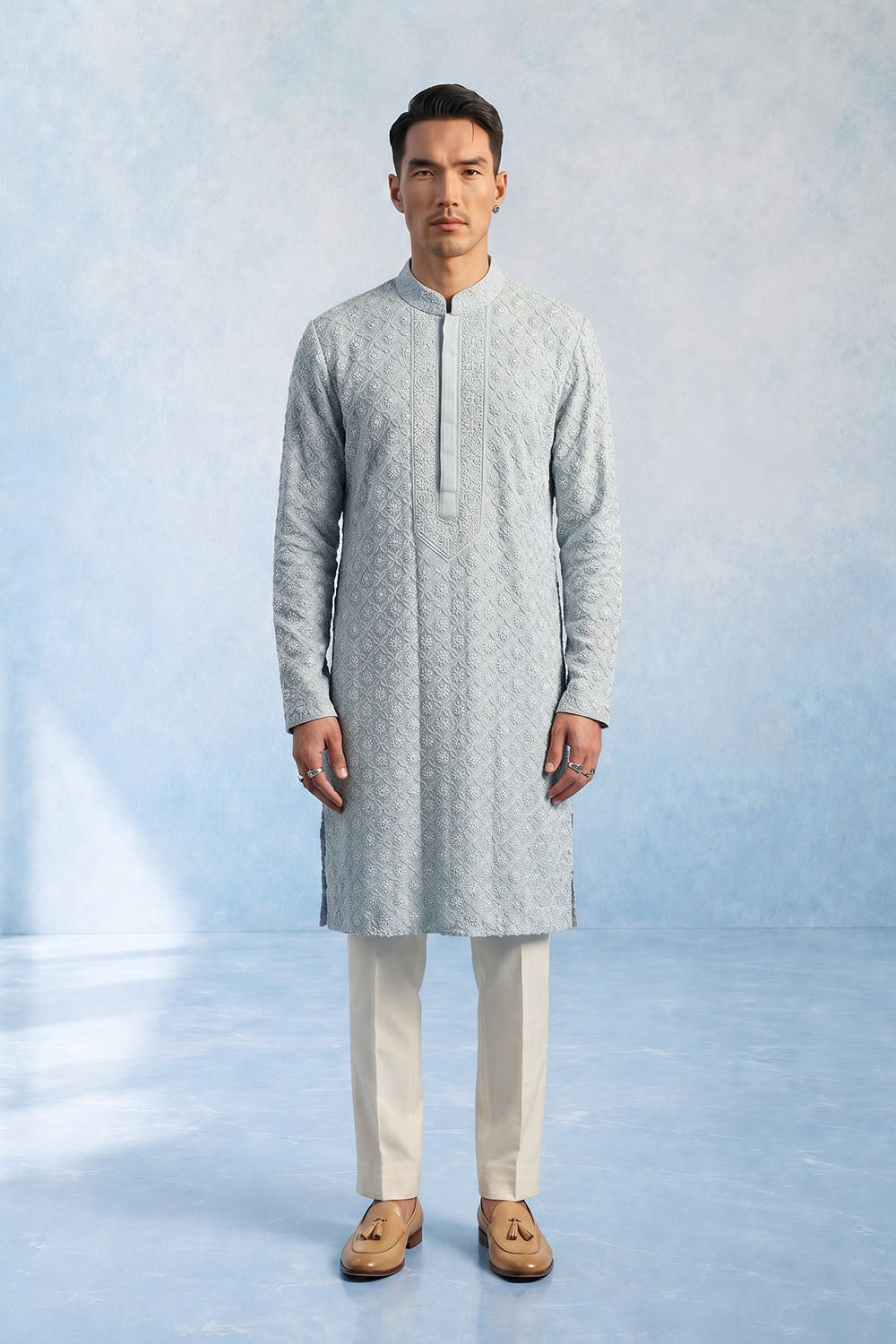 Trellis Kurta Set - Apollo