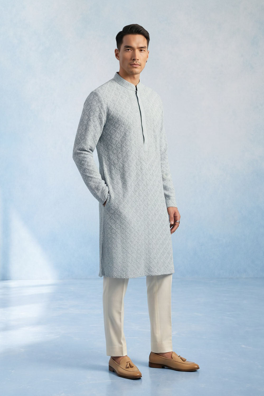 Trellis Kurta Set - Apollo
