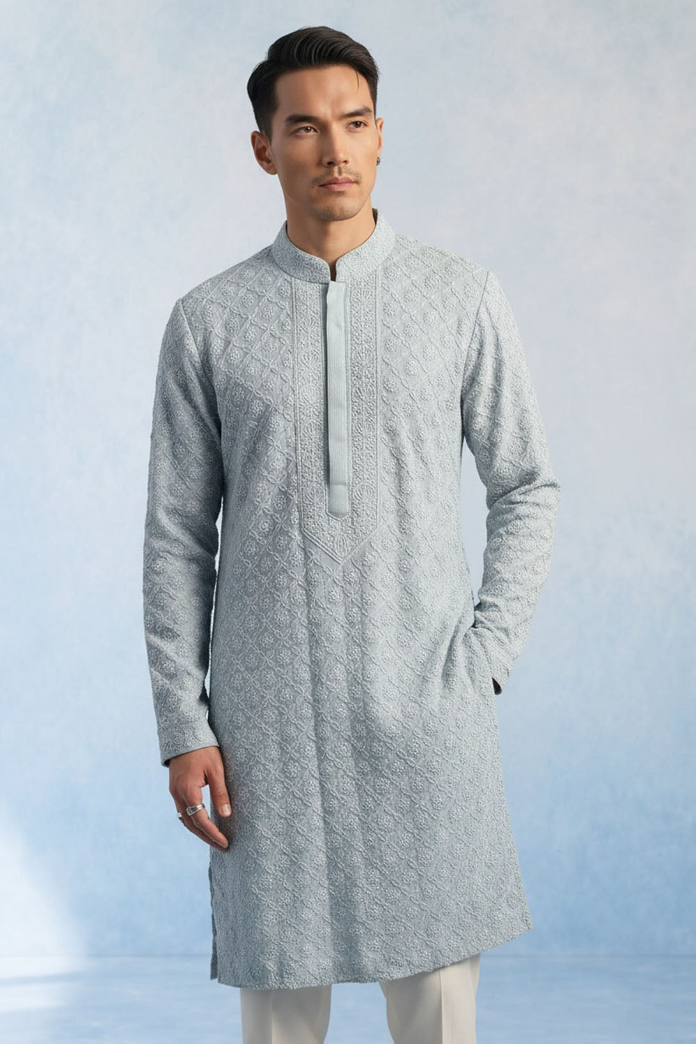 Trellis Kurta Set - Apollo