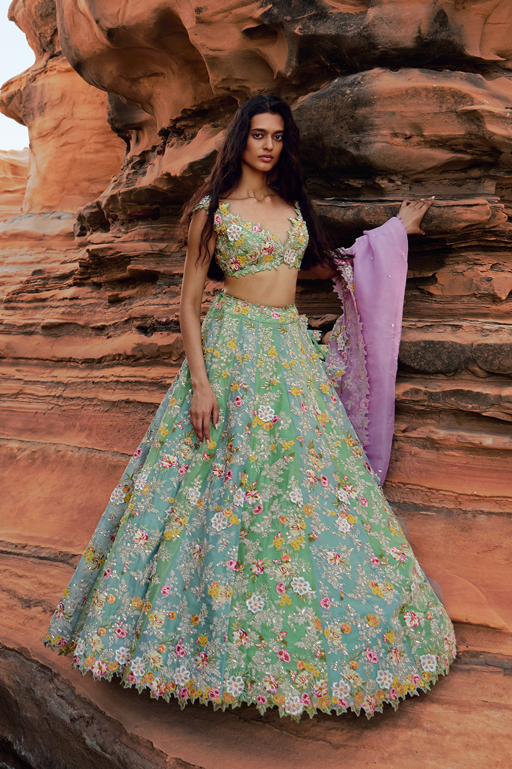Tri Color Utsa Lehenga Set