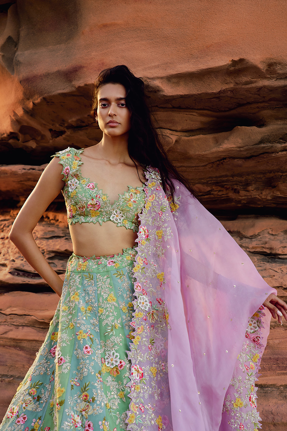 Tri Color Utsa Lehenga Set