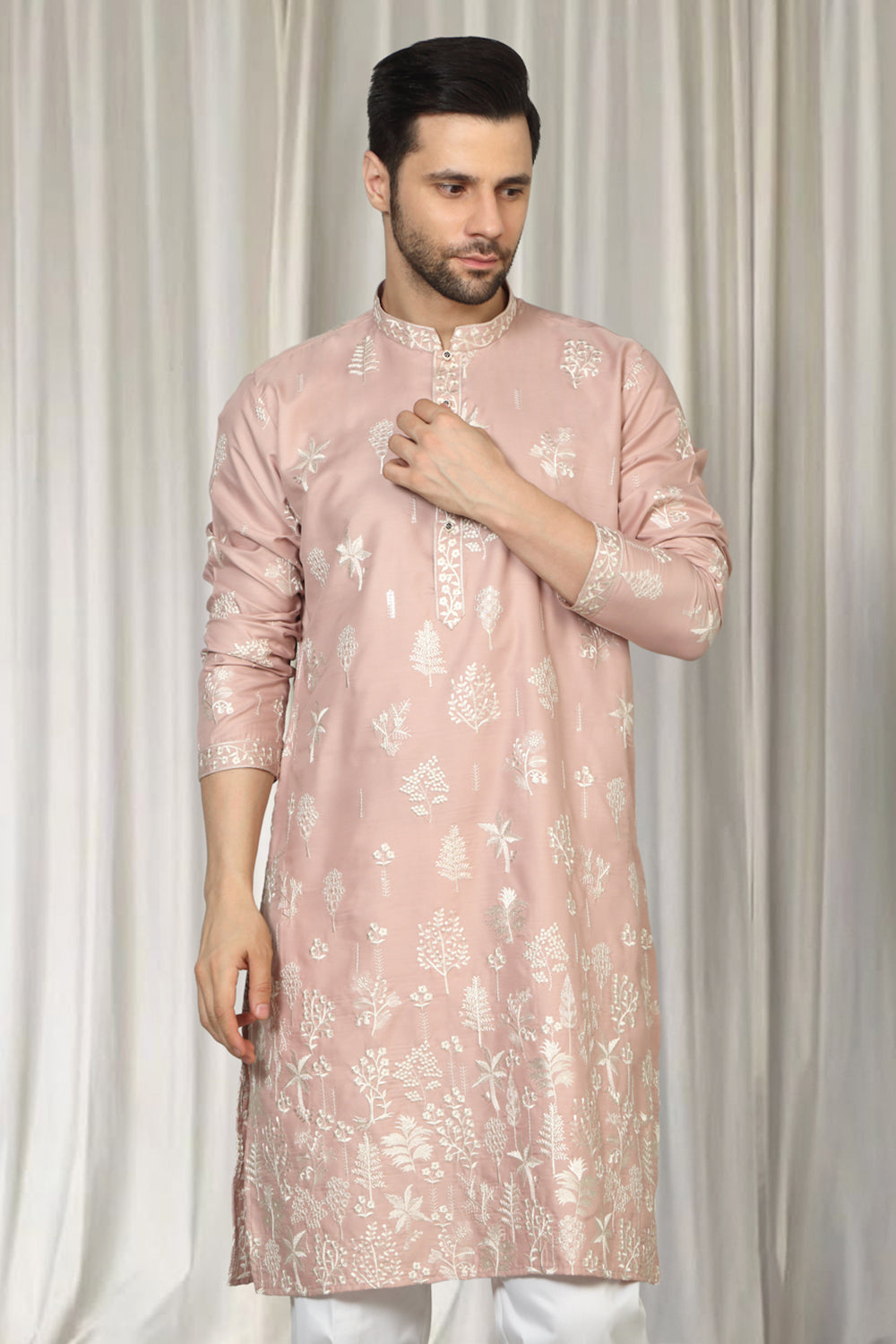 Upwan  Embroidered Kurta Back Elastic Pants