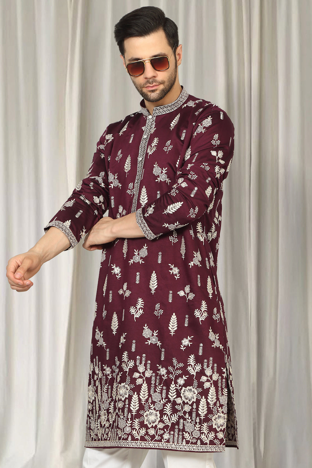 Upwan  Embroidered Kurta Back Elastic Pants