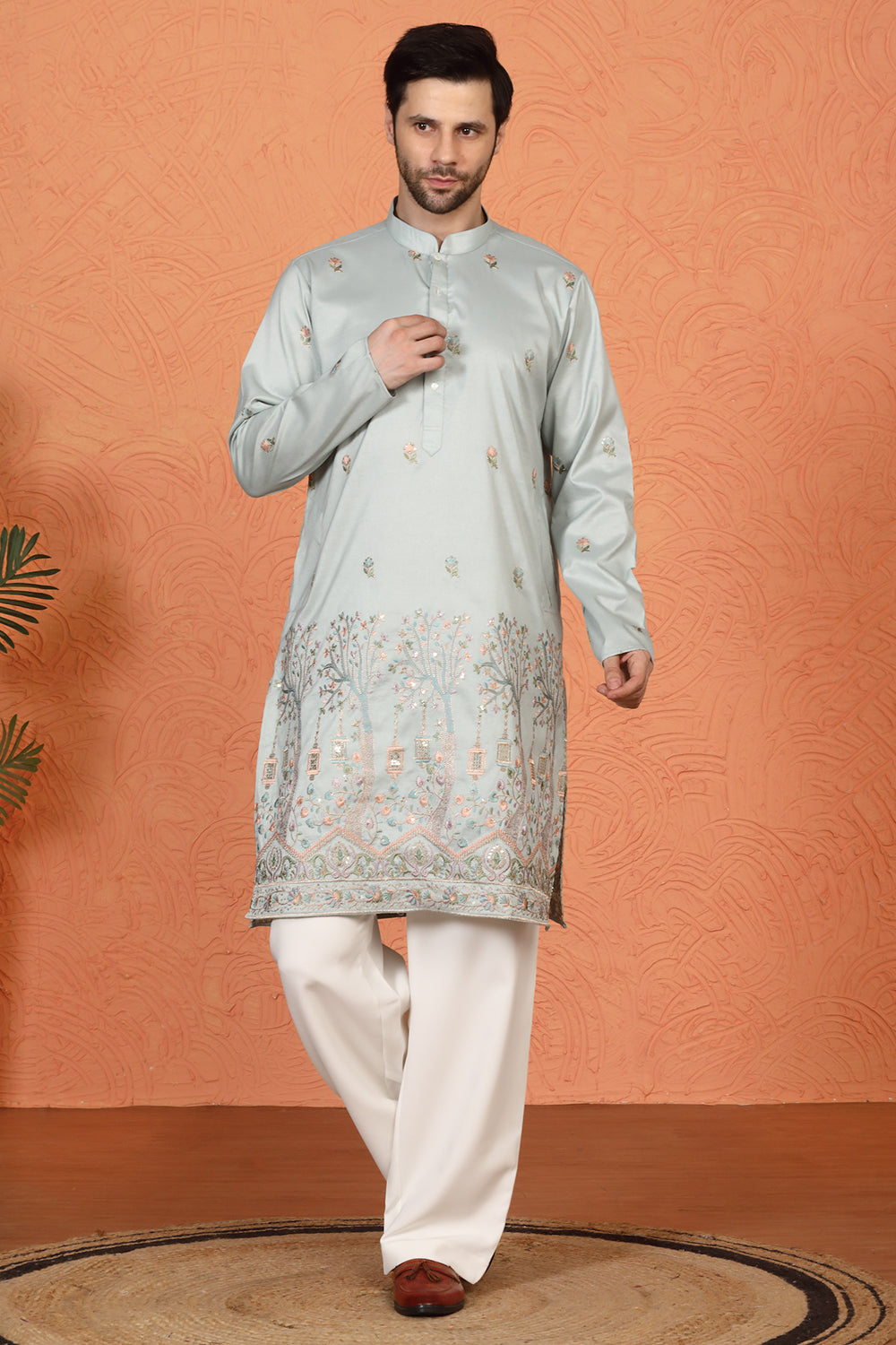 Upwan Utsav  Embroidered Kurta with  Loose Fit Parallel  Pants