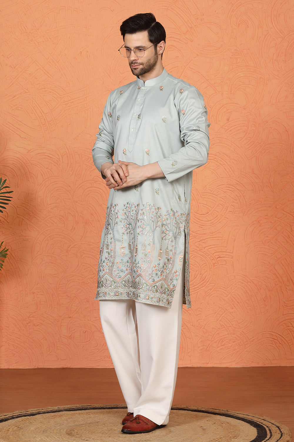Upwan Utsav  Embroidered Kurta with  Loose Fit Parallel  Pants