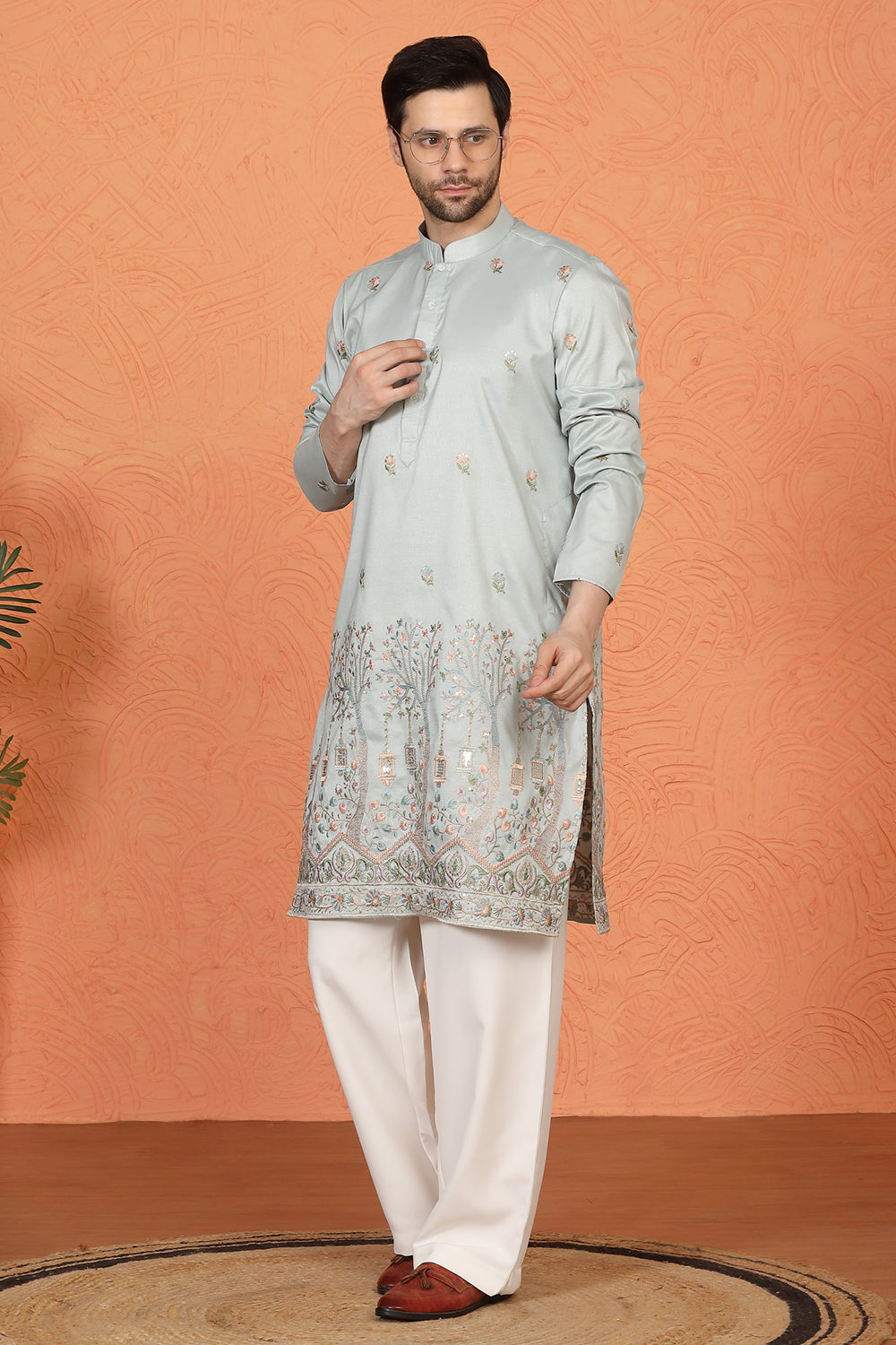 Upwan Utsav  Embroidered Kurta with  Loose Fit Parallel  Pants