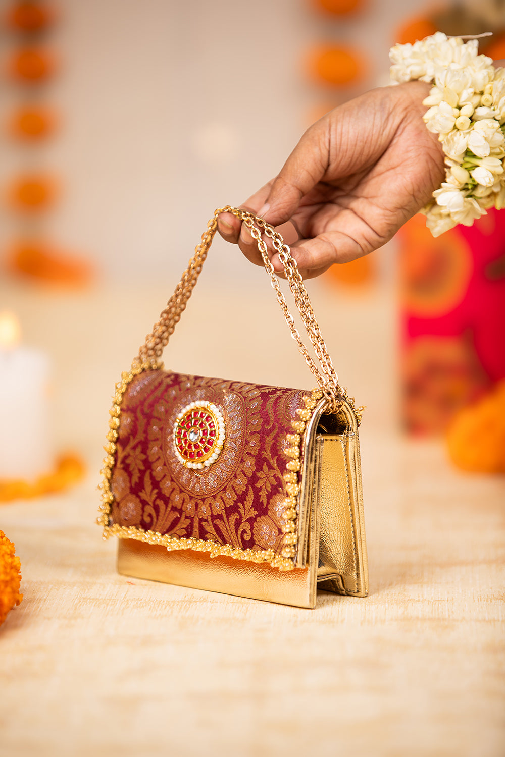 Vanika  Maroon Handbag