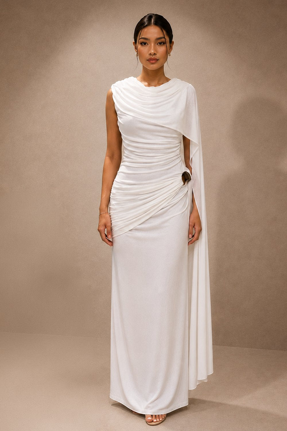 White Asymmetrical Maxi Dress
